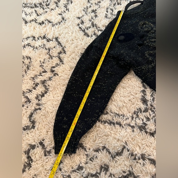 Vintage 80s Women’s Extra Touch Black & Metallic Puffy Knit Sweater Size 42/22W - Picture 8 of 9